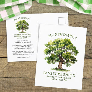 Family Reunion Watercolor Family Tree Postcard