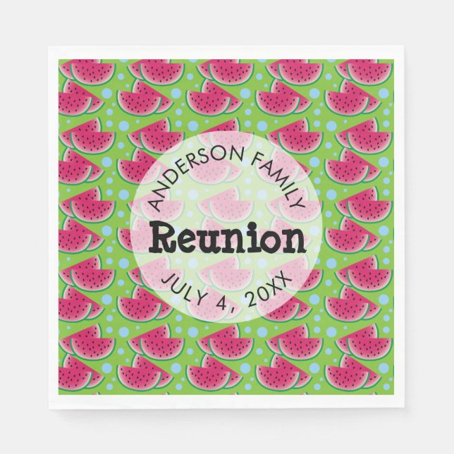 Family Reunion Watermelon Background Napkin (Front)