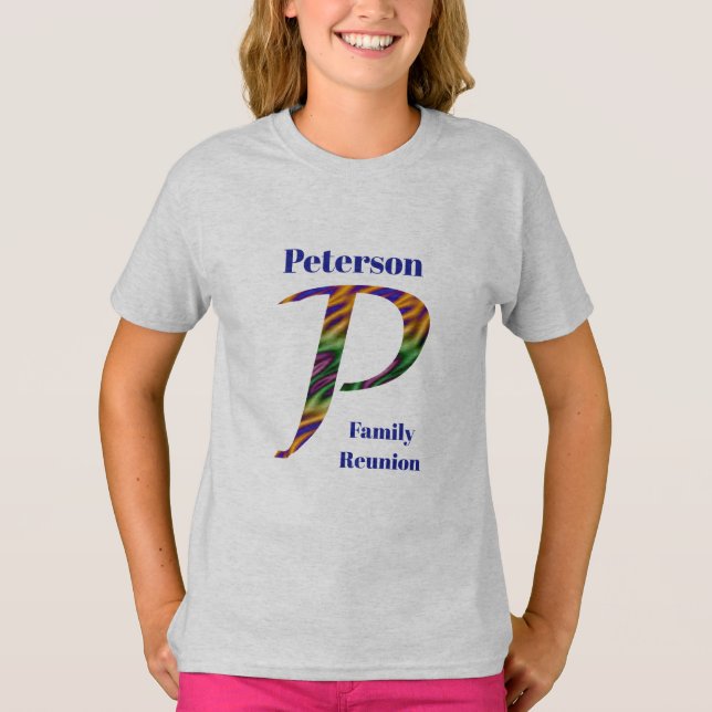 Family Reunion Wearable Keepsake Letter P Monogram T-Shirt (Front)