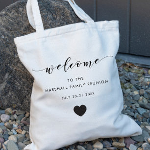 Family Reunion Welcome Bag, Black Text Tote Bag