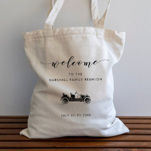 Family Reunion Welcome Bag with Vintage Car, Tote