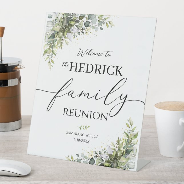 Family Reunion Welcome Sign, Reunion Poster Pedestal Sign (In SItu)