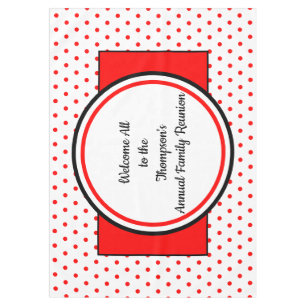 Family Reunion White Red Polka Dots Tablecloth