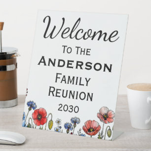 Family Reunion Wildflower Welcome Pedestal Sign