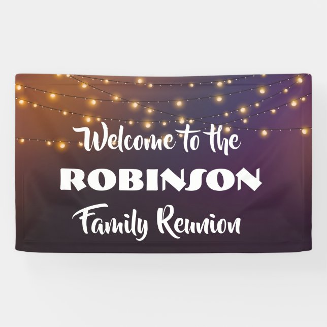 Family Reunion with festive elegant string lights Banner (Horizontal)