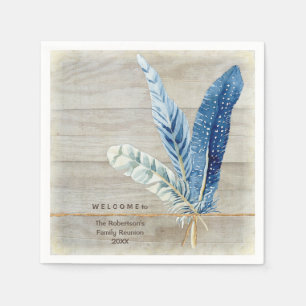 Family Reunion Wood Fence Board w Feather Napkin