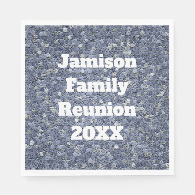 Family Reunion Year and Last Name Blue Mosaic Napkin (Front)