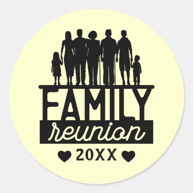 Family Reunion Year Family Silhouette Classic Round Sticker (Front)