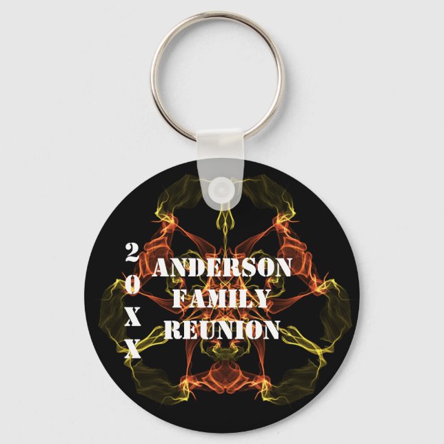 Family Reunion Yellow Orange Celestial Keepsake Key Ring (Front)