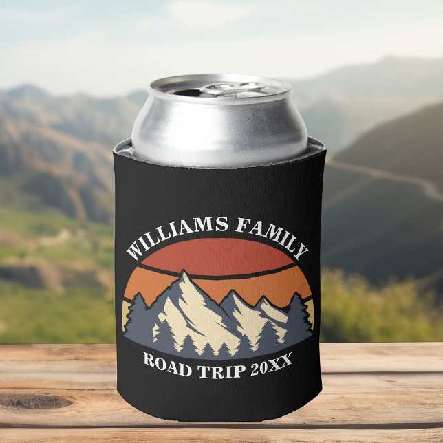 Family Road Trip Custom Reunion Keepsake Black Can Cooler (Creator Uploaded)
