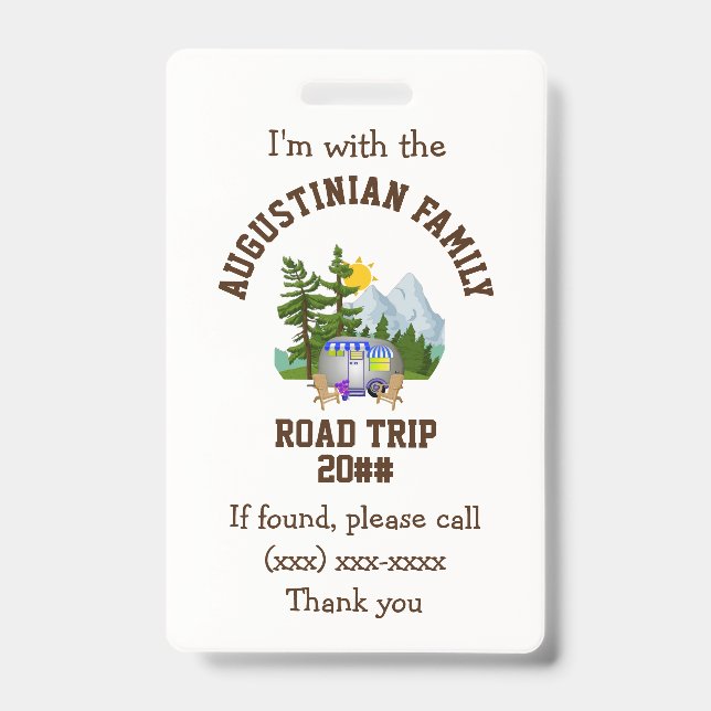 Family Road Trip LOST CHILD ID Badge (Front)