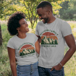 Family Road Trip Summer Vacation Mountains Vintage T-Shirt<br><div class="desc">This awesome vintage sunset over rocky mountains in nature makes a great image for a set of customised t-shirts for a family reunion, road trip, or summer vacation. Commemorate your holiday week with matching tees for mum, dad, brother and sister. Just add your own last name and the year with...</div>