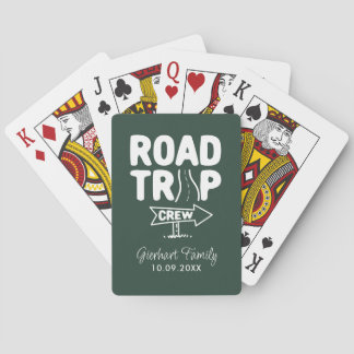 Family Road Trip Typography Custom Name Playing Cards