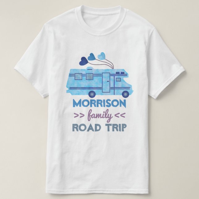 Family Road Trip Vacation Camper RV Motorhome Name T-Shirt (Design Front)