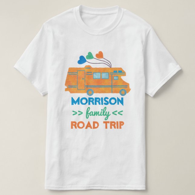 Family Road Trip Vacation Camper RV | Personalised T-Shirt (Design Front)