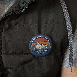 Family Road Trip Vacation Mountains Custom Reunion 3 Cm Round Badge