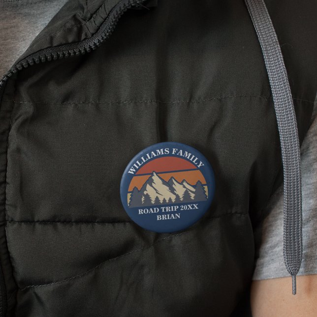 Family Road Trip Vacation Mountains Custom Reunion 3 Cm Round Badge (Creator Uploaded)