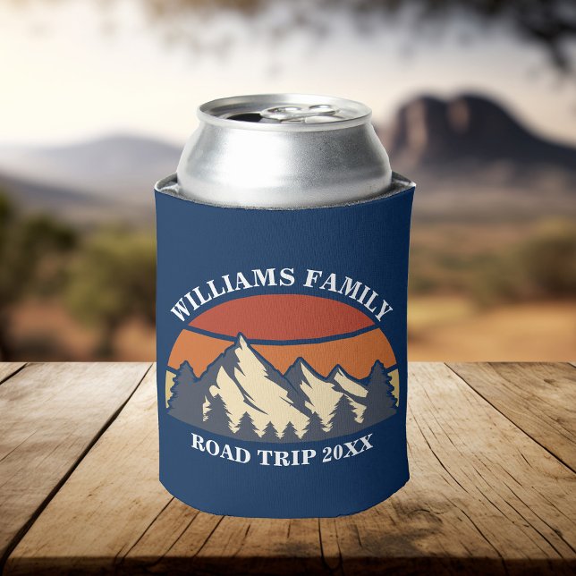 Family Road Trip Vacation Mountains Custom Reunion Can Cooler (Creator Uploaded)