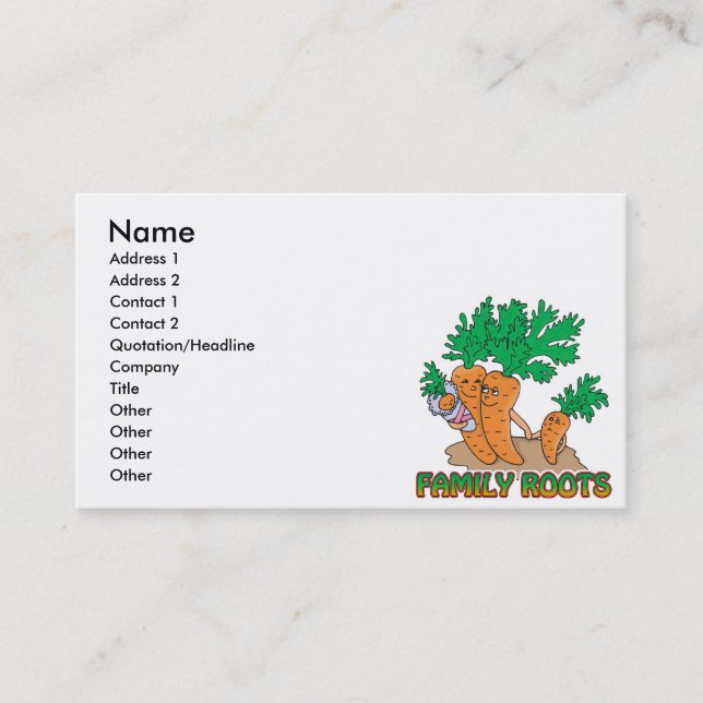 family roots cute carrot family cartoon business card (Front)