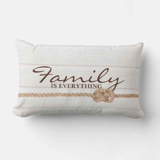 Family Rope Knot On Whitewashed Wood Lumbar Cushion (Front)