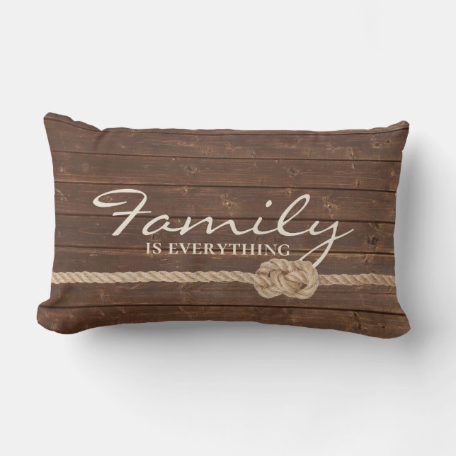 Family Rope Knot On Wood Lumbar Cushion (Front)