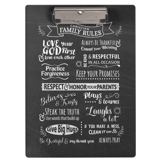 Family Rules - Christian values to live together Clipboard (Front)