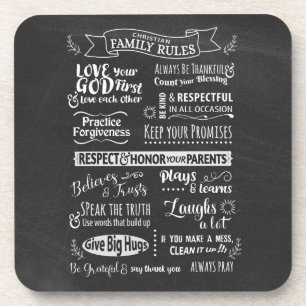 Family Rules - Christian values to live together Coaster