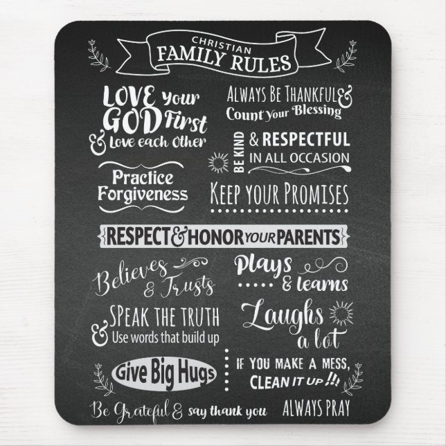 Family Rules - Christian values to live together Mouse Pad (Front)