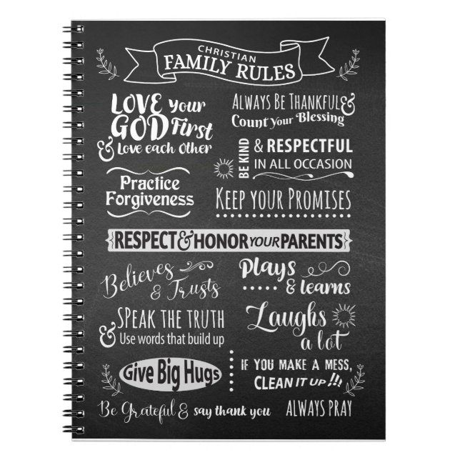 Family Rules - Christian values to live together Notebook (Front)