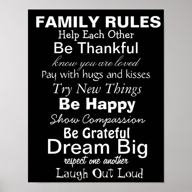 FAMILY RULES, Inspiration for a happy family! Poster (Front)