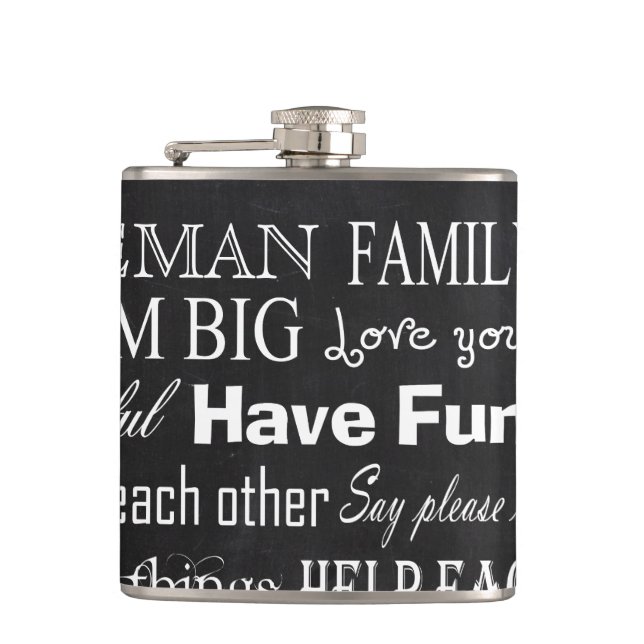 Family Rules Last Name Personalised Whiskey Flask (Front)