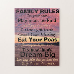 FAMILY RULES, Personalized Family Jigsaw Puzzle