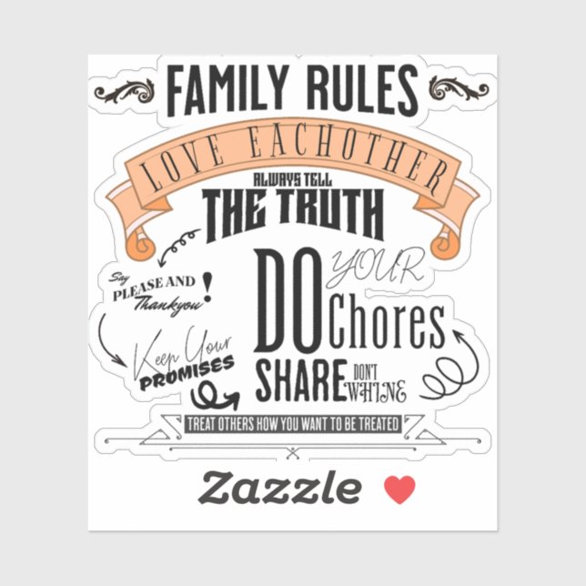 FAMILY RULES SQUARE STICKER (Sheet)
