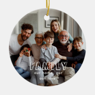 Family Script Collage Chic  Ceramic Tree Decoration
