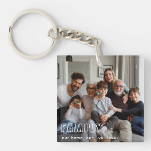 Family Script Collage Chic  Key Ring