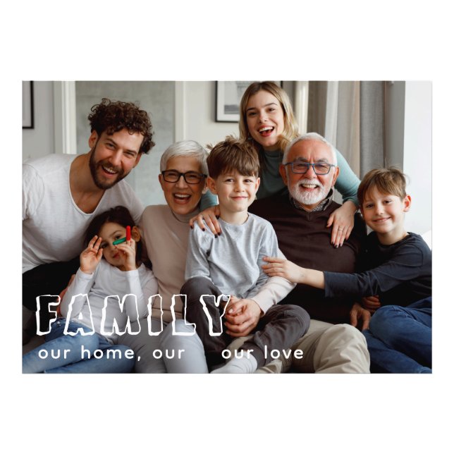 Family Script Collage Chic Photo Block (Front)