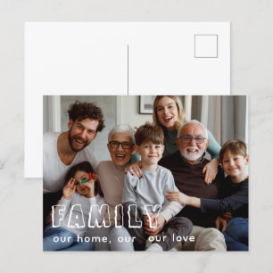 Family Script Collage Chic Postcard
