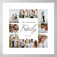Family script elegant modern minimal photo collage