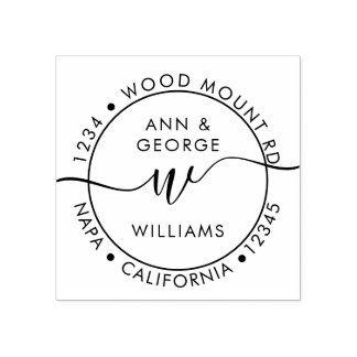 Family Script Monogram Personalised Return Address Rubber Stamp