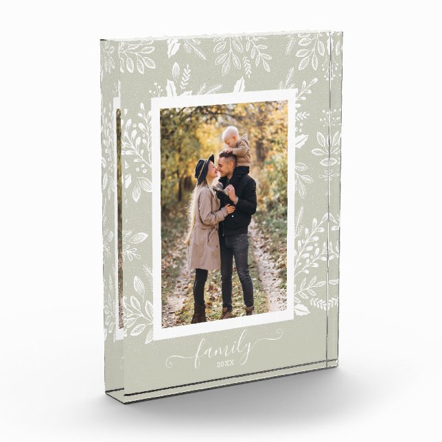 FAMILY Script Overlay Elegant Botanicals Photo Block (Left)