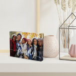 Family Script Overlay Photo Block<br><div class="desc">Create a sweet keepsake of your family vacation,  holidays,  or special moment with this modern freestanding acrylic photo block. Add your favourite horizontal / landscape orientated photo with "family" overlaid in white handwritten style modern calligraphy lettering.</div>