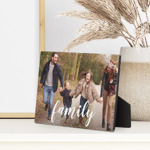 Family Script Overlay Photo Plaque