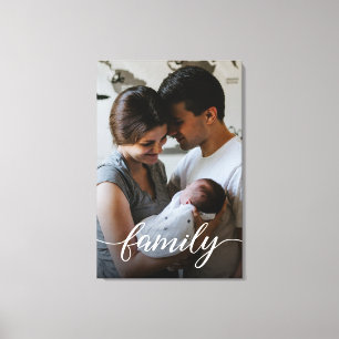 "Family" Script Personalised Family Photo Canvas Print