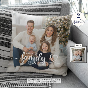 Family Script Photo Heart Name Custom Colour Cushion