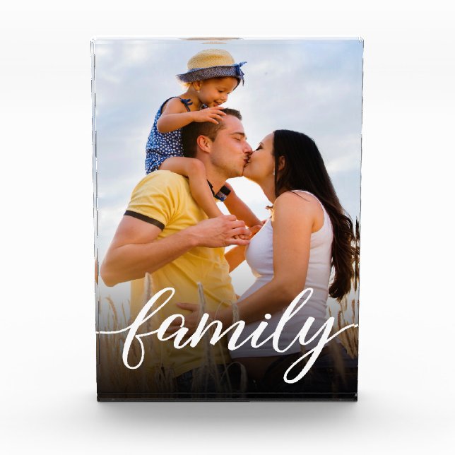 Family Script Typography Modern Custom Photo Block (Front)