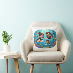Family Scuba Diving Adventure Cushion