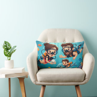 Family Scuba Diving Adventure Lumbar Cushion