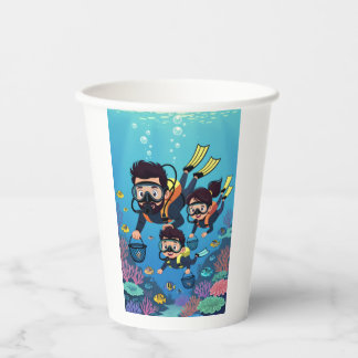 Family Scuba Diving Fun Paper Cups