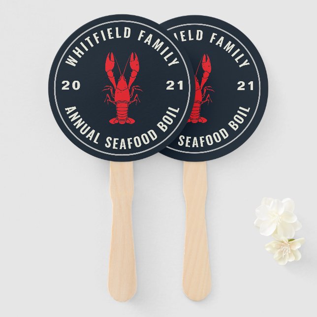 Family Seafood Boil Party 4th of July Custom Hand Fan (Front and Back)