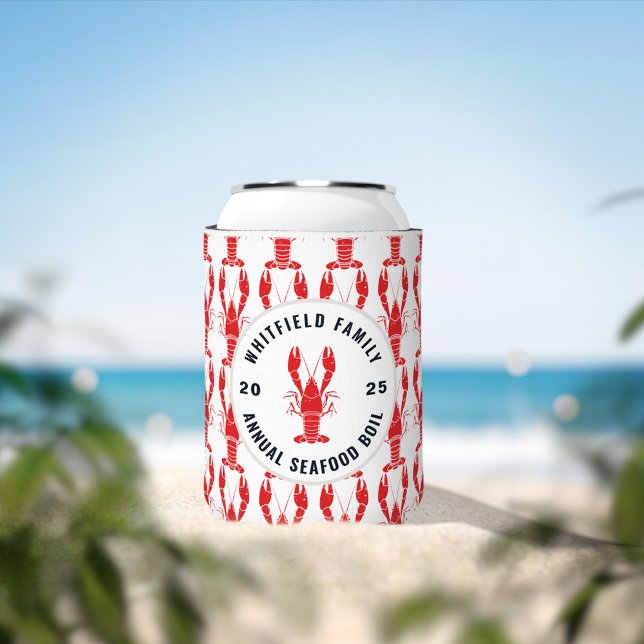 Family Seafood Boil Personalised Lobster Can Cooler (Family Reunion Lobster Boil Summer Party)